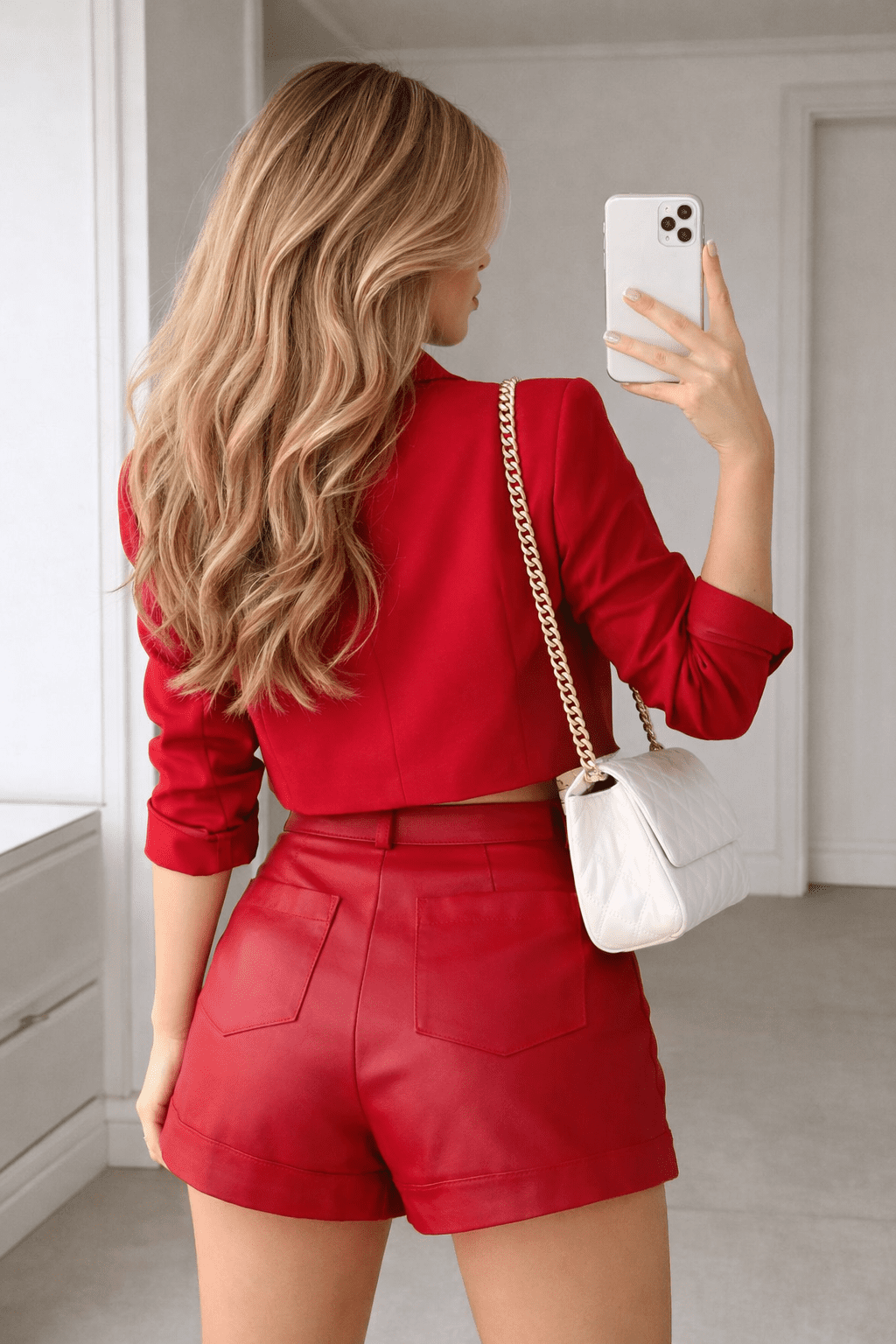 Short vermelho confortável e ideal para looks de festa. - Imagem 2
