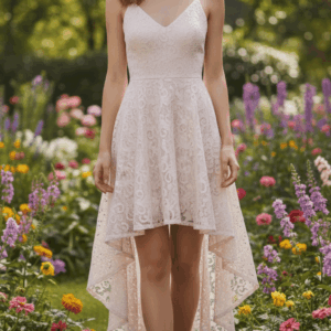 Vestido em Renda Floral – Off-White